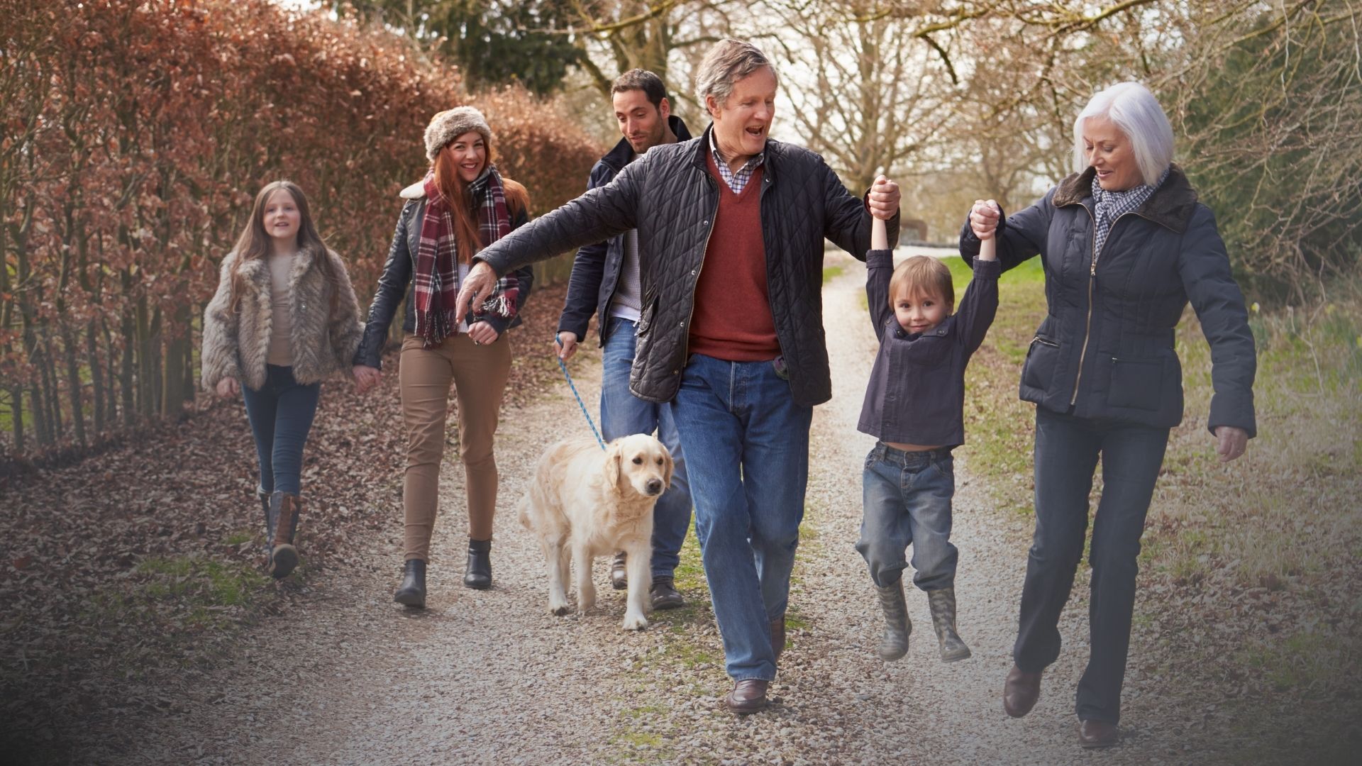 Multi-generation family walking together